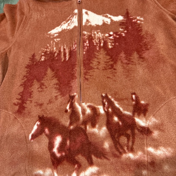 Bit & Bridle Jacket Women's 1X Fleece 1/2 Zip Chore Pullover Cabin Cottage Rodeo - Picture 2 of 9